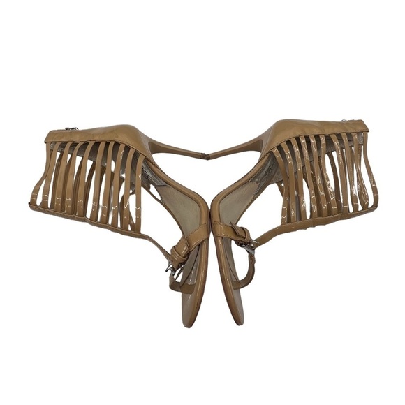MICHAEL Michael Kors Tan Patent Leather Gladiator Cage Heeled Sandals Size 6 1/2 - Picture 6 of 9